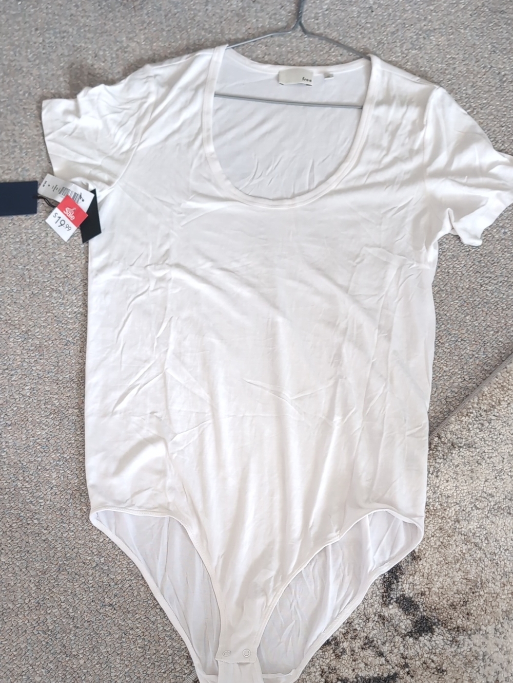 Free People White Scoop Neck Bodysuit